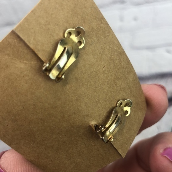 Boho navy blue square clip on earrings - Picture 9 of 10